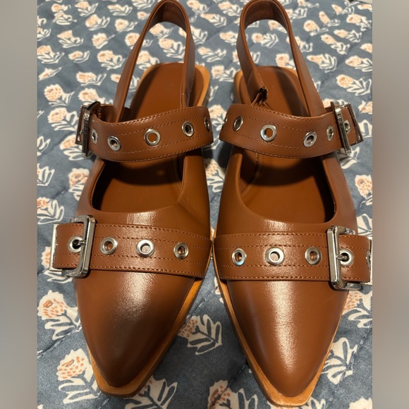 Quince Italian Leather Slingback Flats 🤎 Brown | Size 10 | Repair Needed - Picture 5 of 10